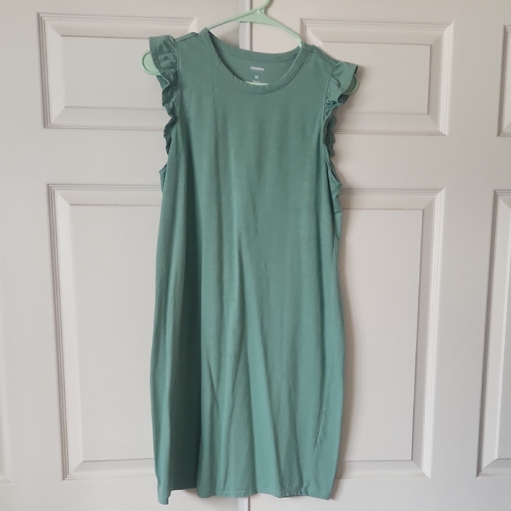 Sonoma Green Ruffle Sleeve Dress